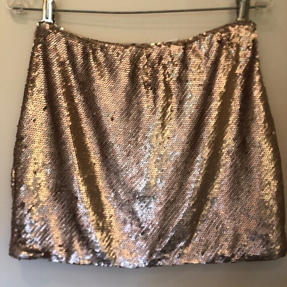 NWT Akira Chimera rose gold sequined mini skirt sz L - Picture 4 of 8